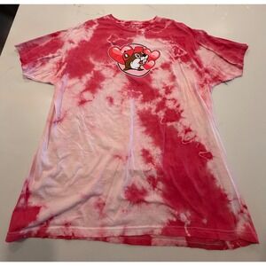 Buc-ee's Womens XL Pink Tie Dye Valentines Day Beaver Nuggets Graphic T-Shirt